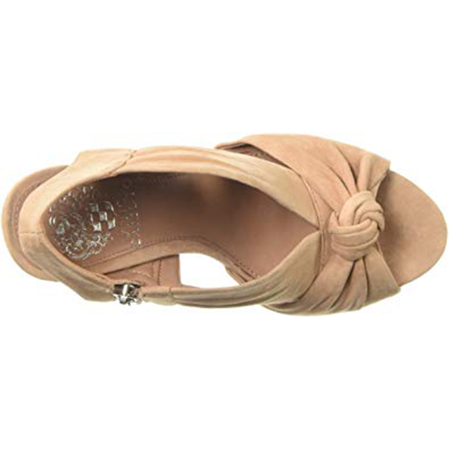 Vince Camuto Women's Kerra Leather Round Open Toe Stacked Heel Knot Vamp Sandal | eBay
